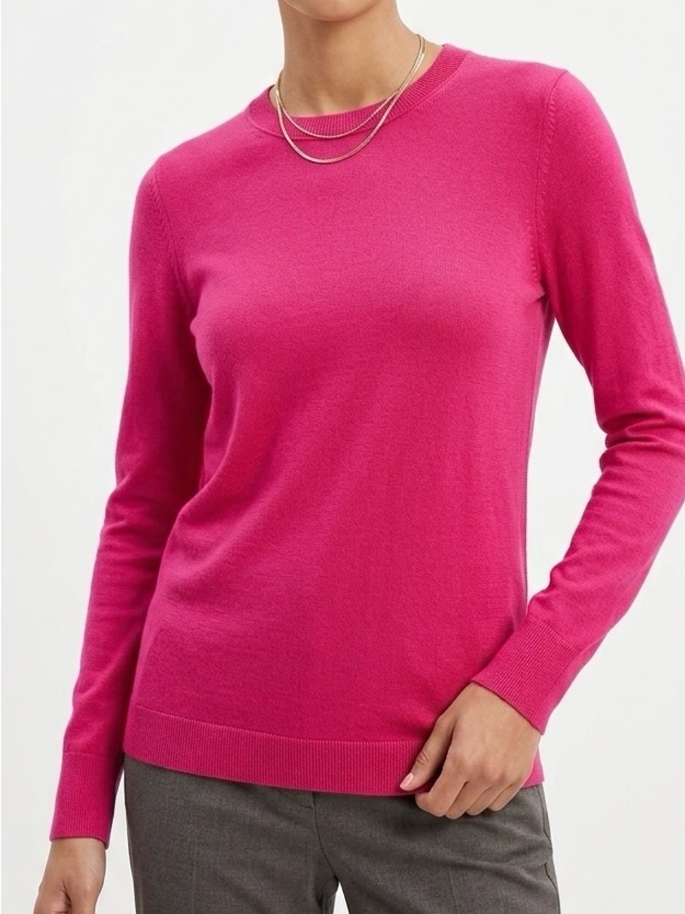 Banana Republic Fuchsia Extra Fine Merino Wool Crewneck Sweater S